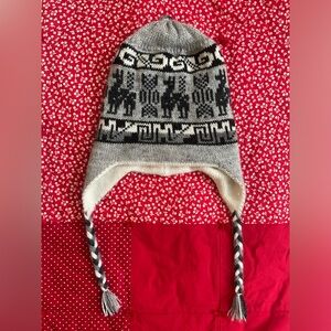 ALPACA Gray and Black Knit REVERSIBLE Winter Hat- Made in South America